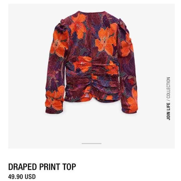 NWT Zara draped print top - Picture 8 of 9